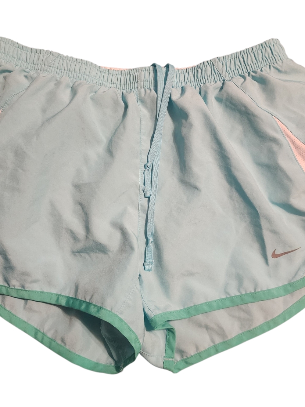 Nike Women's Light Blue Running Shorts with Mint Trim